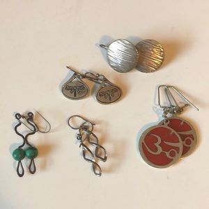 5 pairs silver earrings